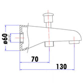 Acl Yale 130mm Bath Spout w/ Divertor